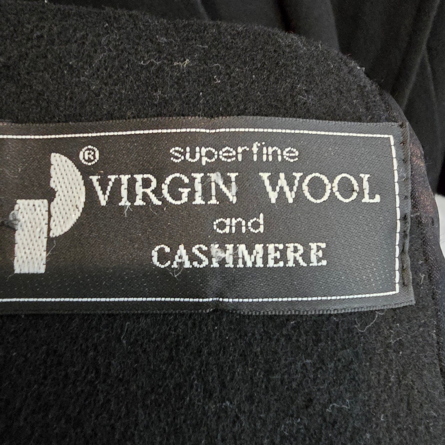 Vintage Black Wool & Cashmere Long Hooded Jacket Size L/XL