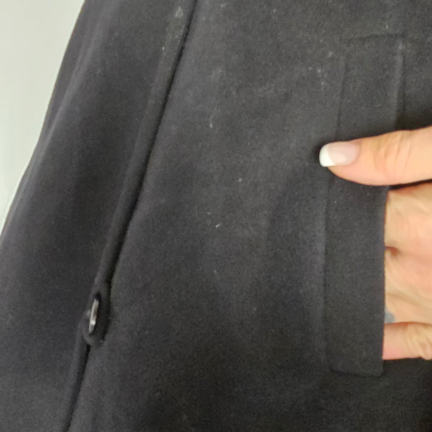 Vintage Black Wool & Cashmere Long Hooded Jacket Size L/XL