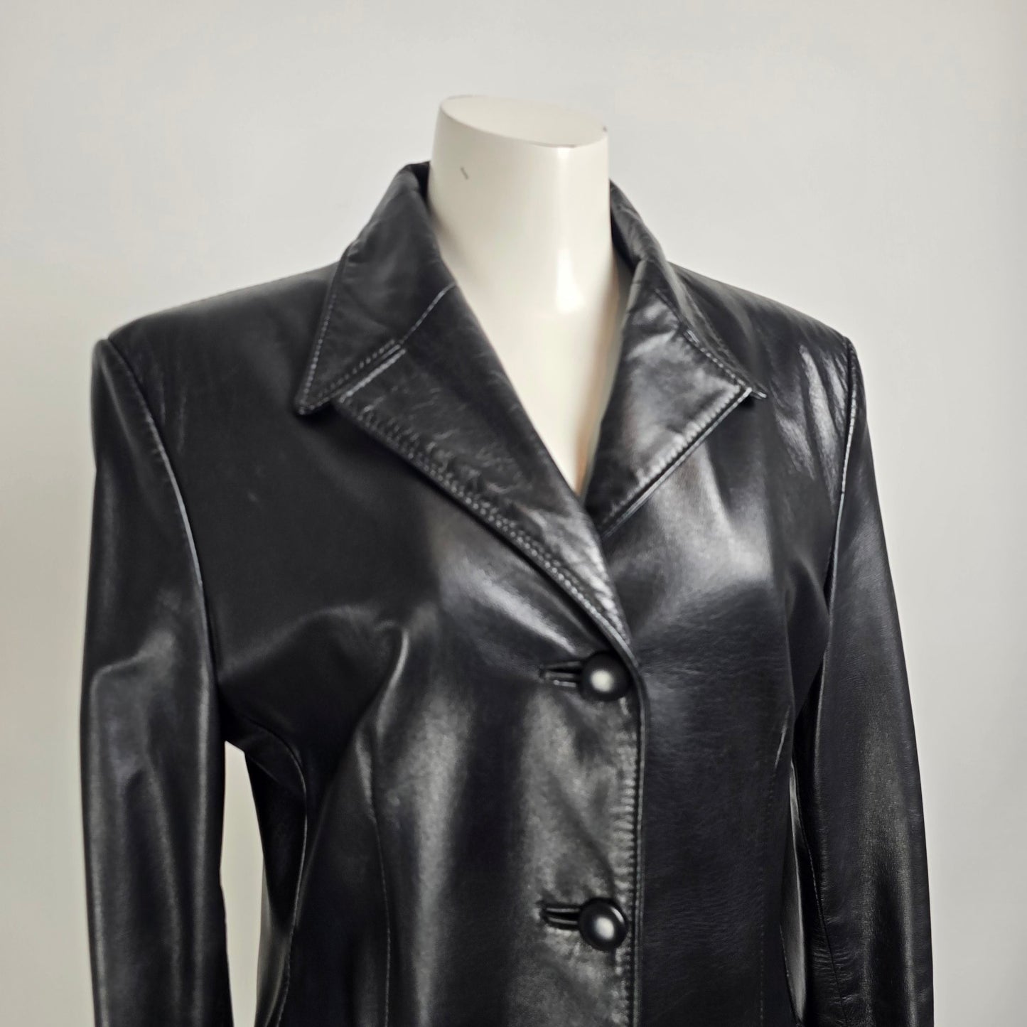 Vintage The Leather Rack Black Long Jacket Size M/L