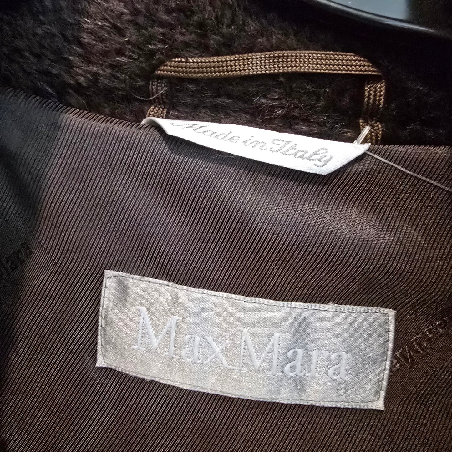 Max Mara Brown Alpaca Wool Long Coat Size 10