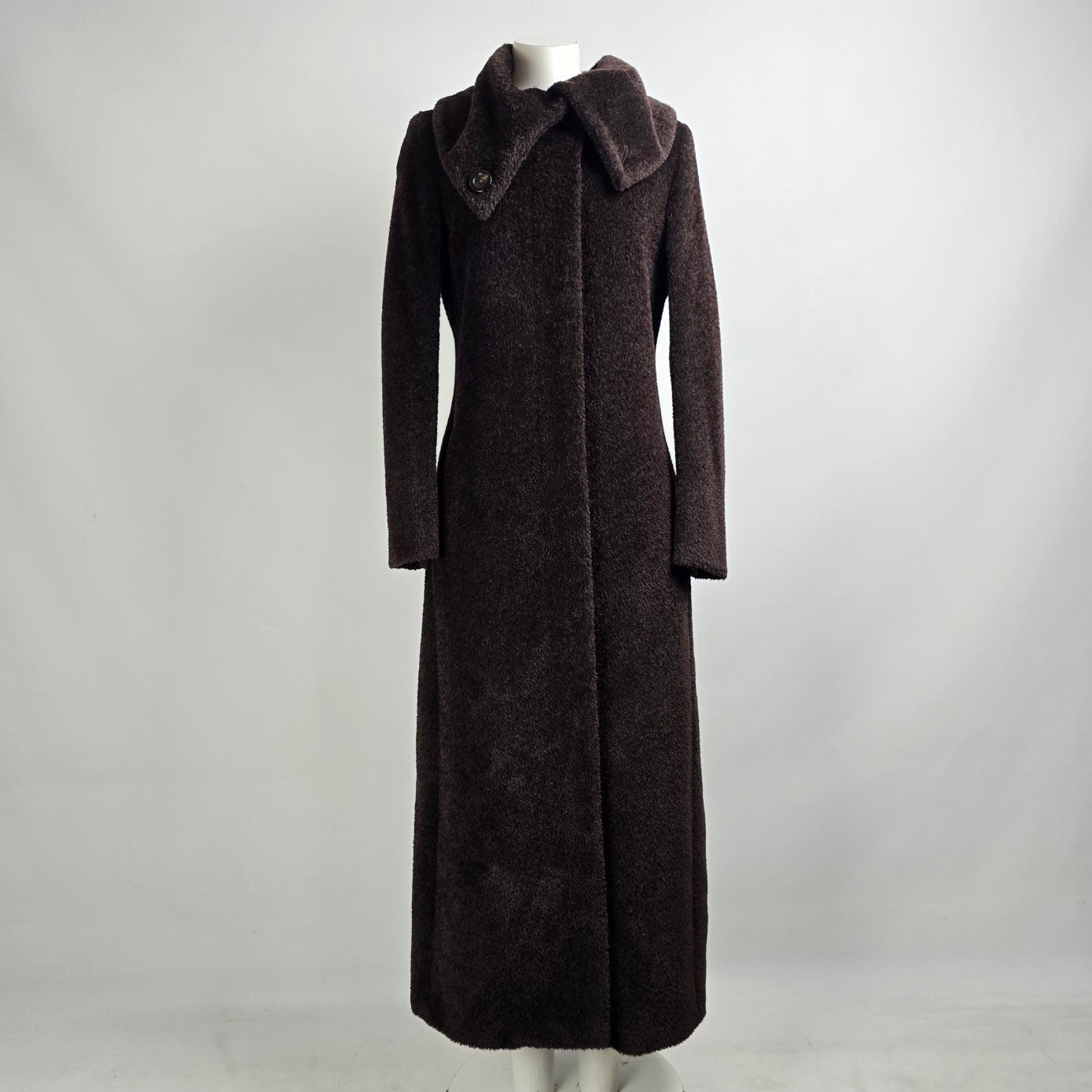 Max Mara Brown Alpaca Wool Long Coat Size 10