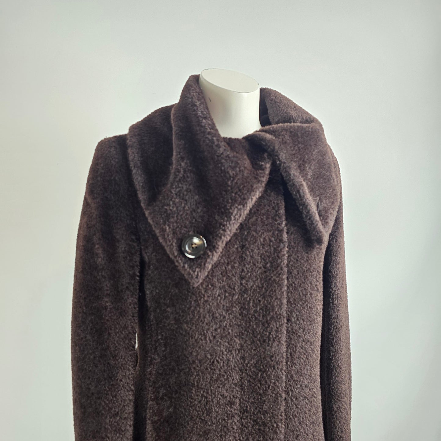 Max Mara Brown Alpaca Wool Long Coat Size 10