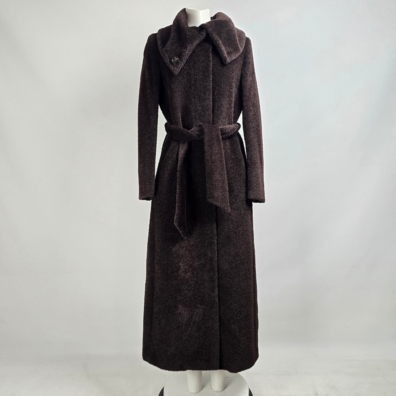 Max Mara Brown Alpaca Wool Long Coat Size 10