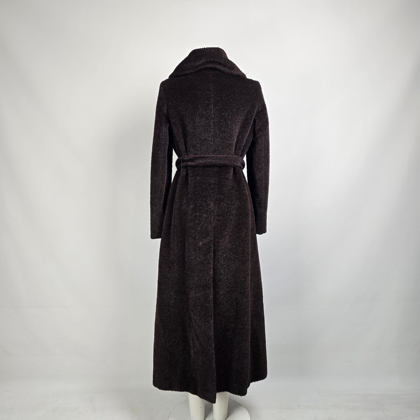 Max Mara Brown Alpaca Wool Long Coat Size 10