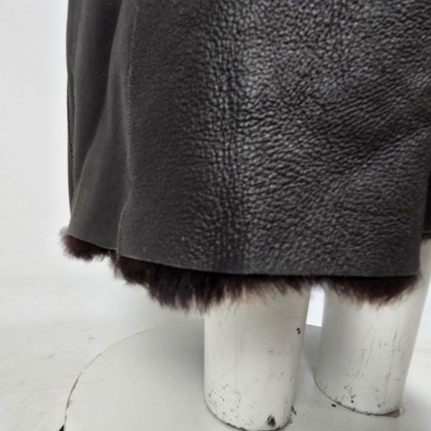 Danier Black Sheepskin Fur Trimmed Long Coat Size XS