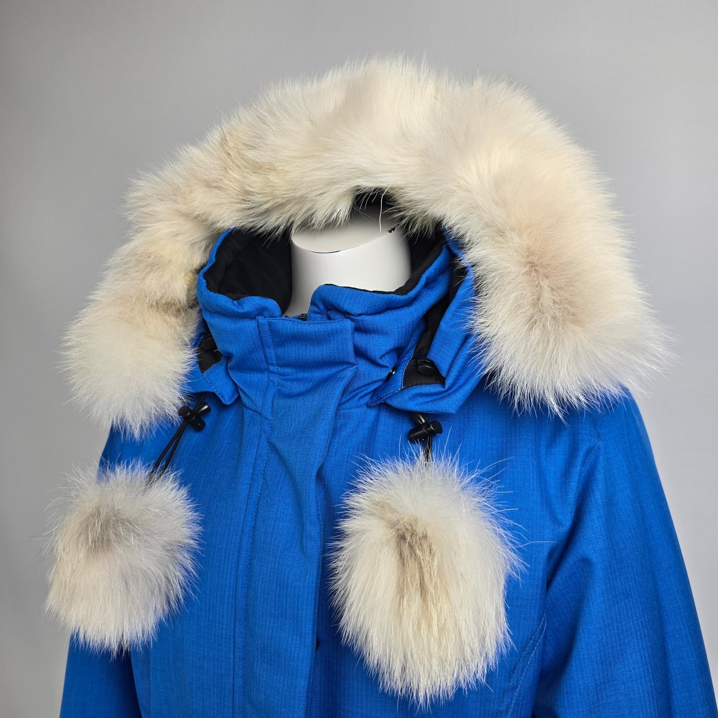 Parka Quartz Nature Blue Fur Lined Elf Hooded Winter Parka Jacket Size L