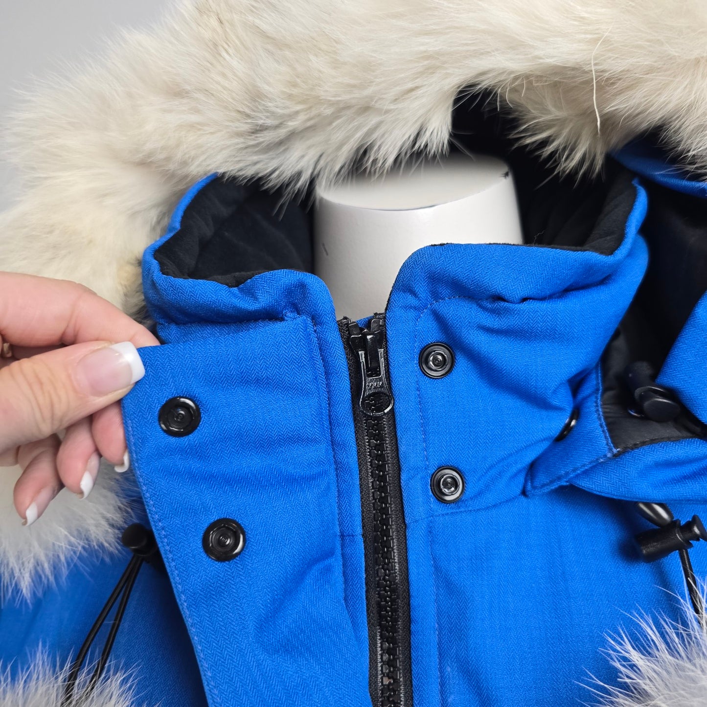 Parka Quartz Nature Blue Fur Lined Elf Hooded Winter Parka Jacket Size L