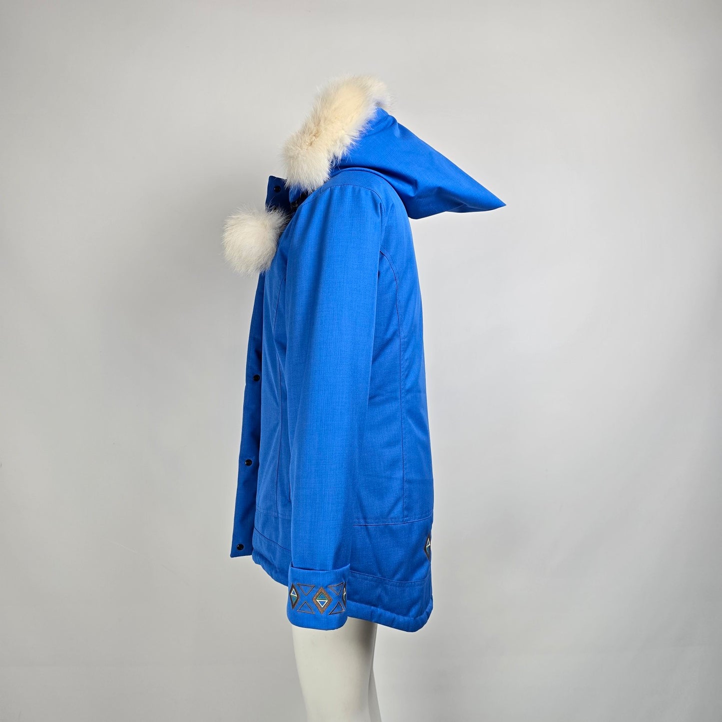 Parka Quartz Nature Blue Fur Lined Elf Hooded Winter Parka Jacket Size L