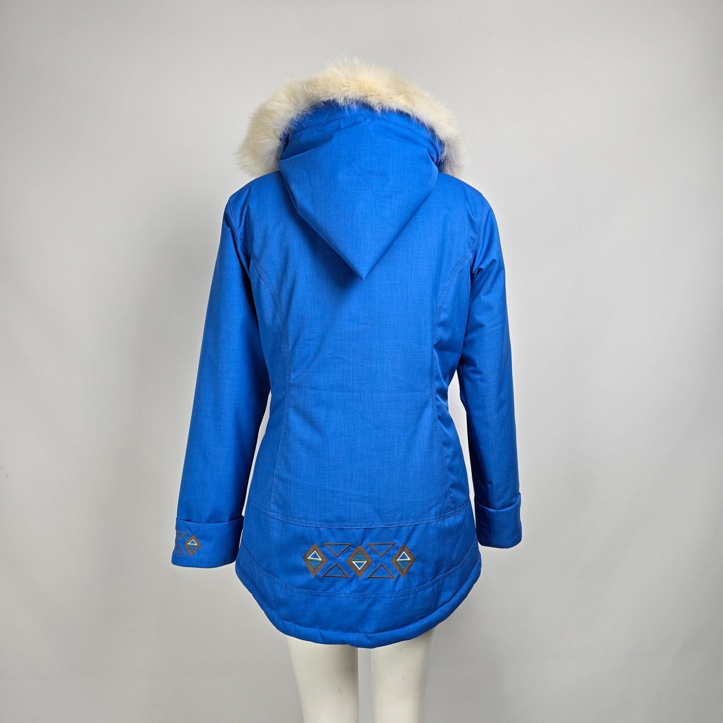 Parka Quartz Nature Blue Fur Lined Elf Hooded Winter Parka Jacket Size L