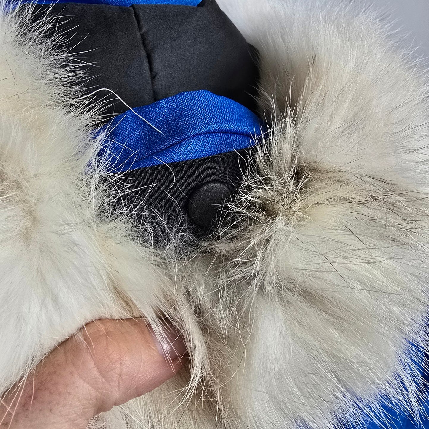 Parka Quartz Nature Blue Fur Lined Elf Hooded Winter Parka Jacket Size L