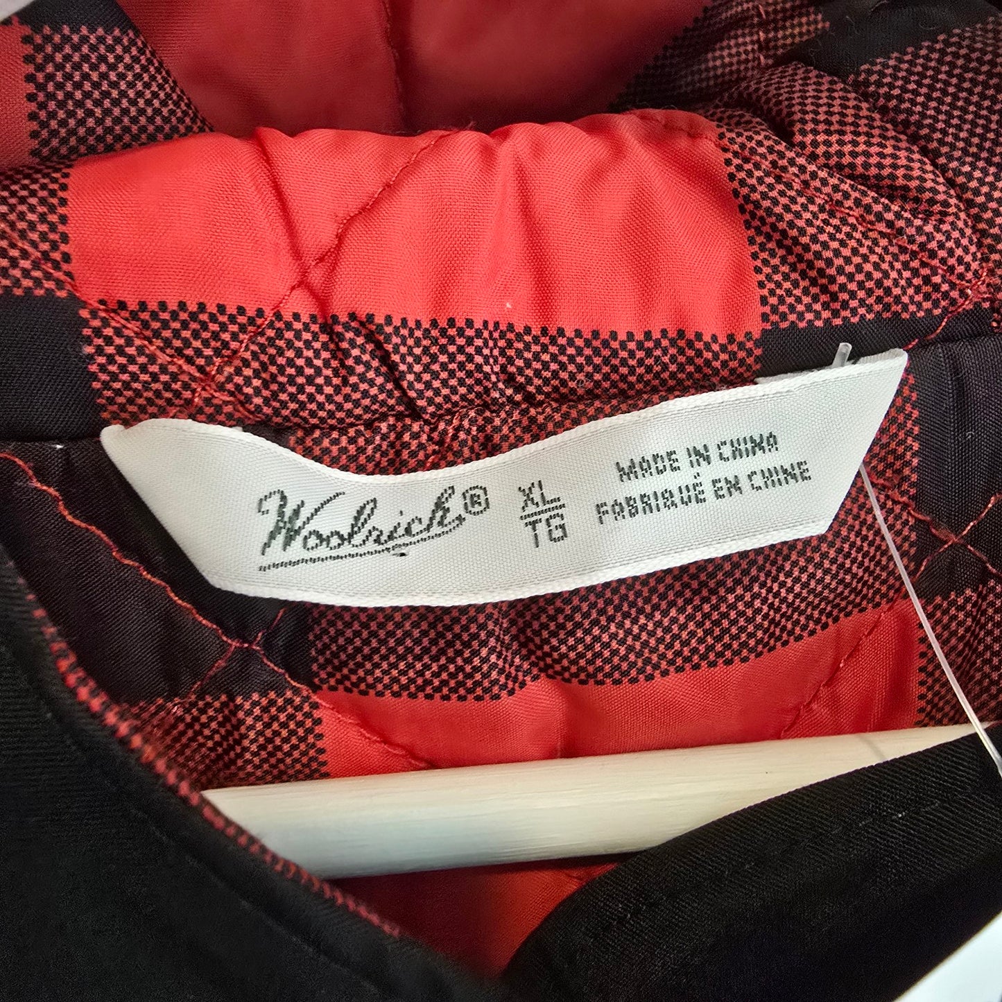 Woolrich Advisory Black & Red Plaid Wool Insulated Parka Size XL