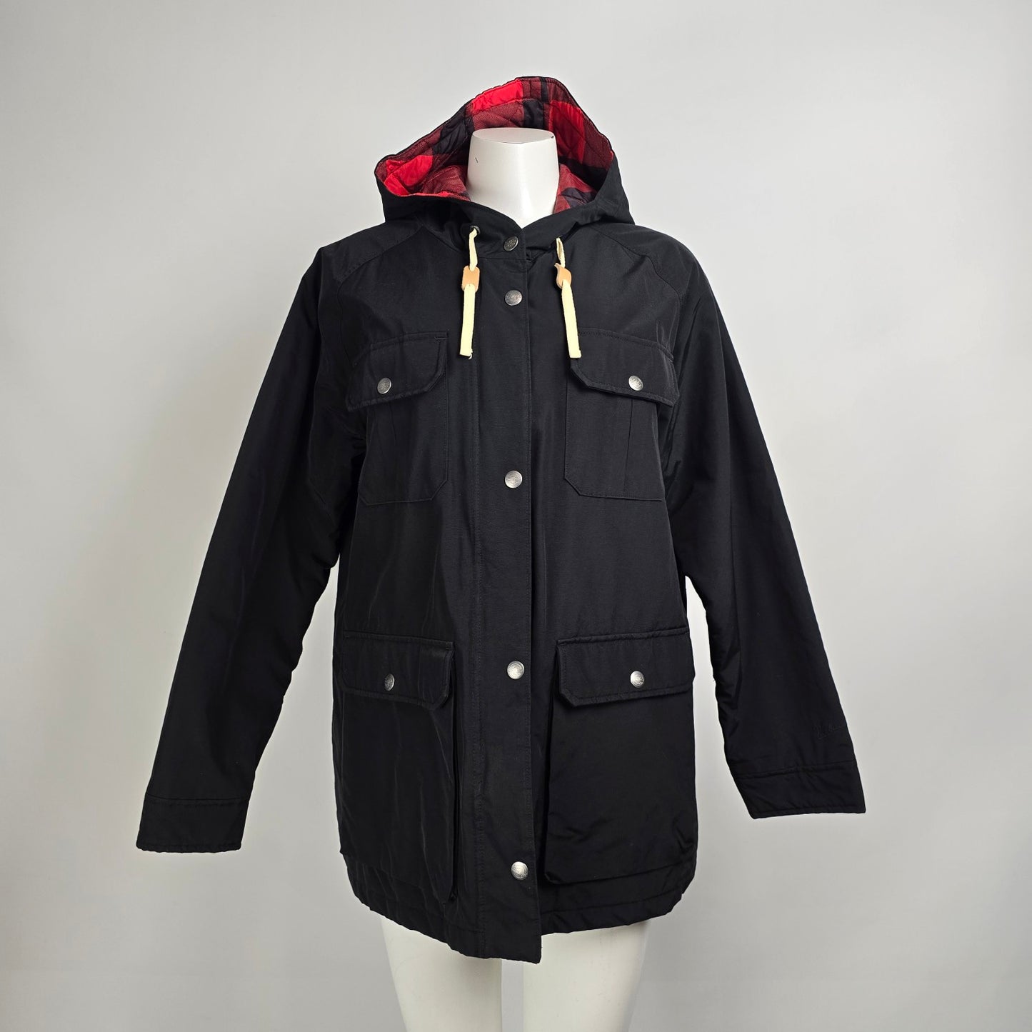 Woolrich Advisory Black & Red Plaid Wool Insulated Parka Size XL