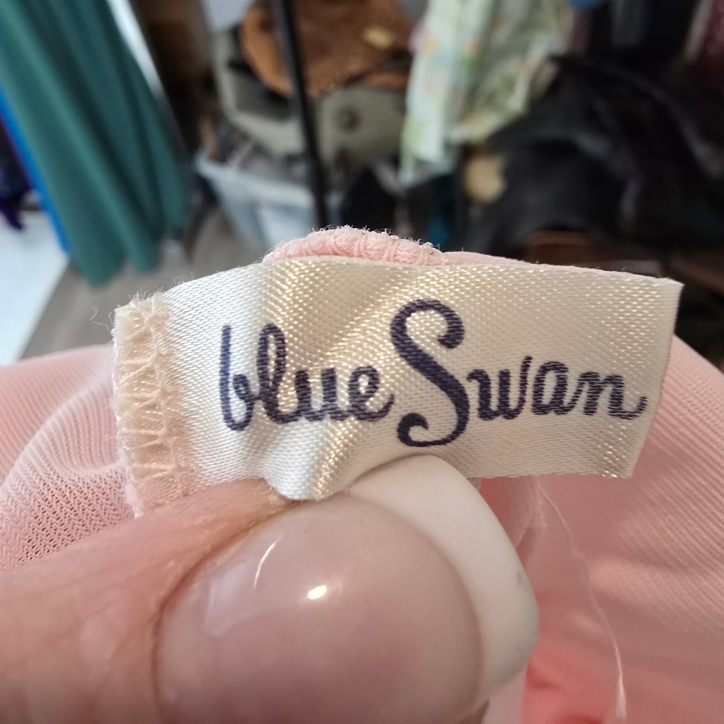 Vintage Blue swan Pink Lingerie Night Gown Slip Dress Size 6