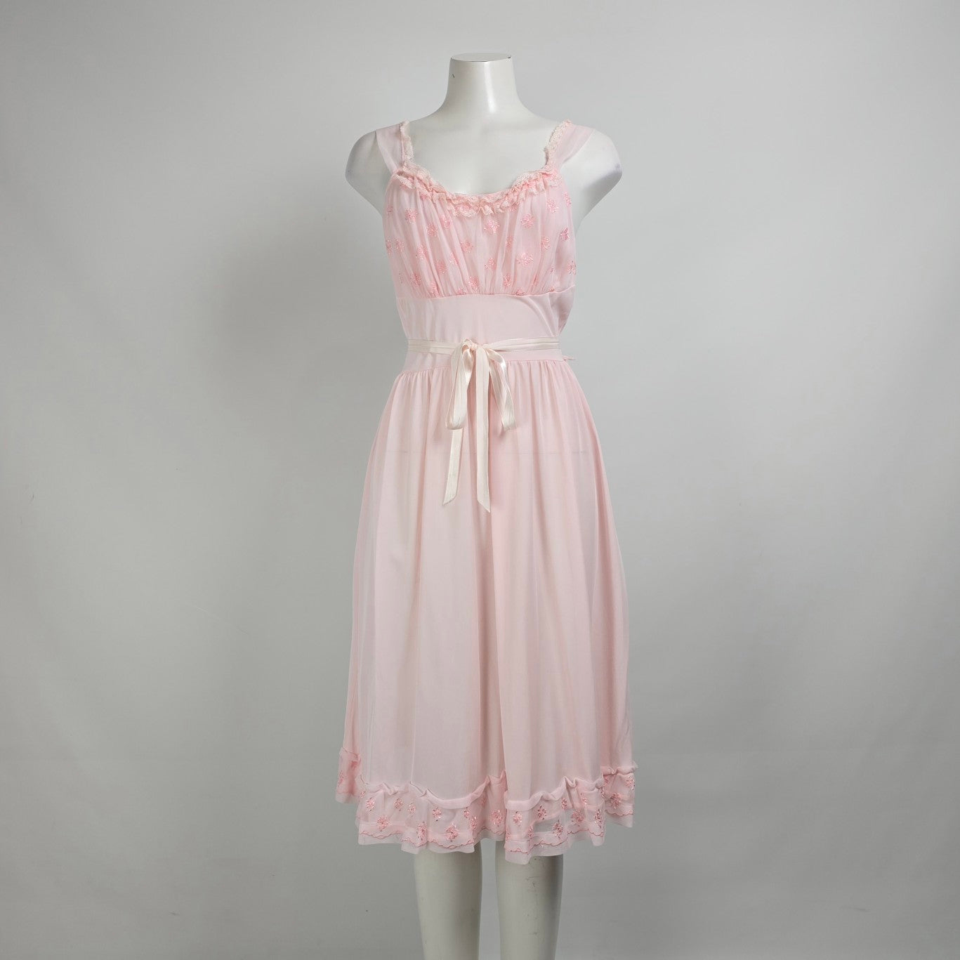 Vintage Blue swan Pink Lingerie Night Gown Slip Dress Size 6
