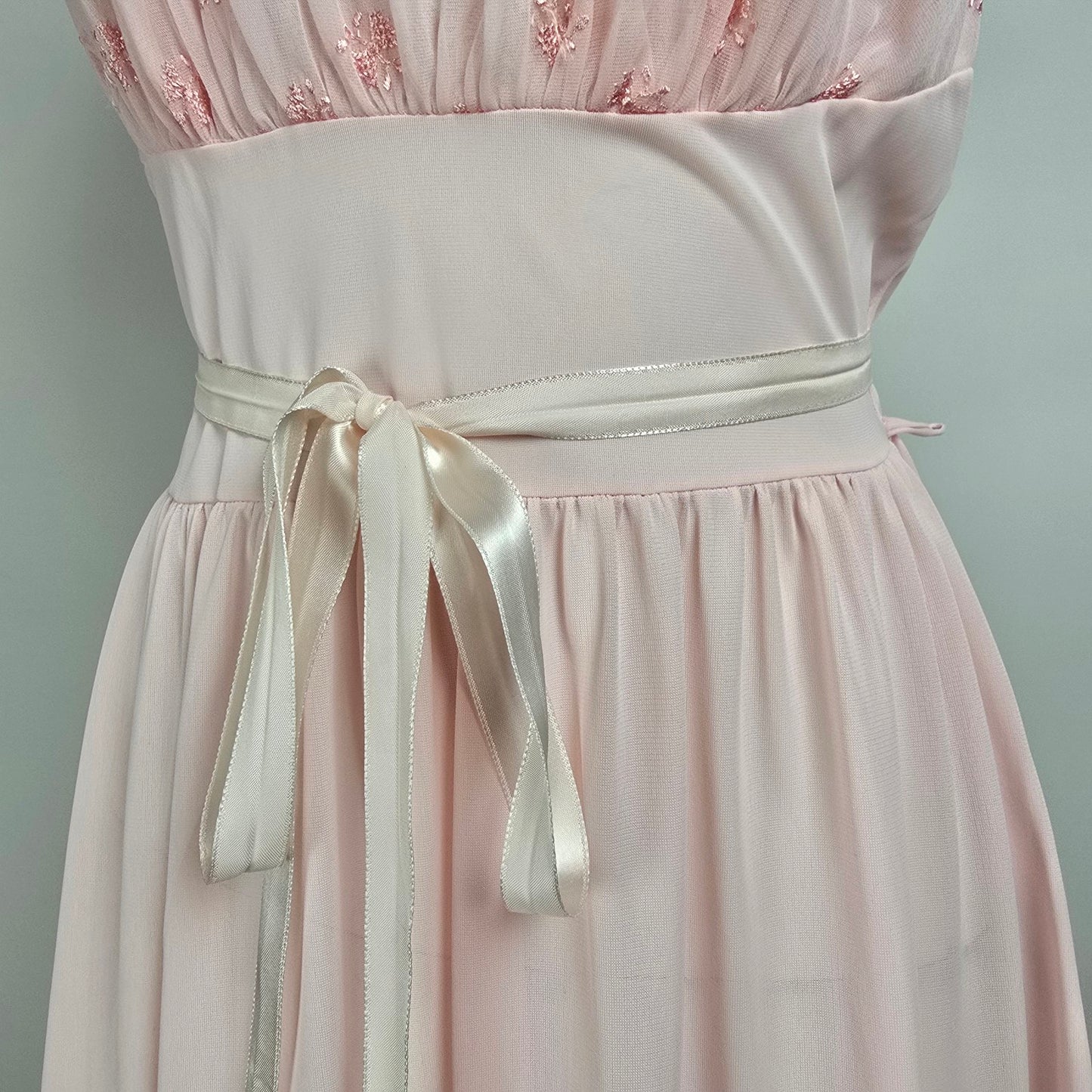Vintage Blue swan Pink Lingerie Night Gown Slip Dress Size 6