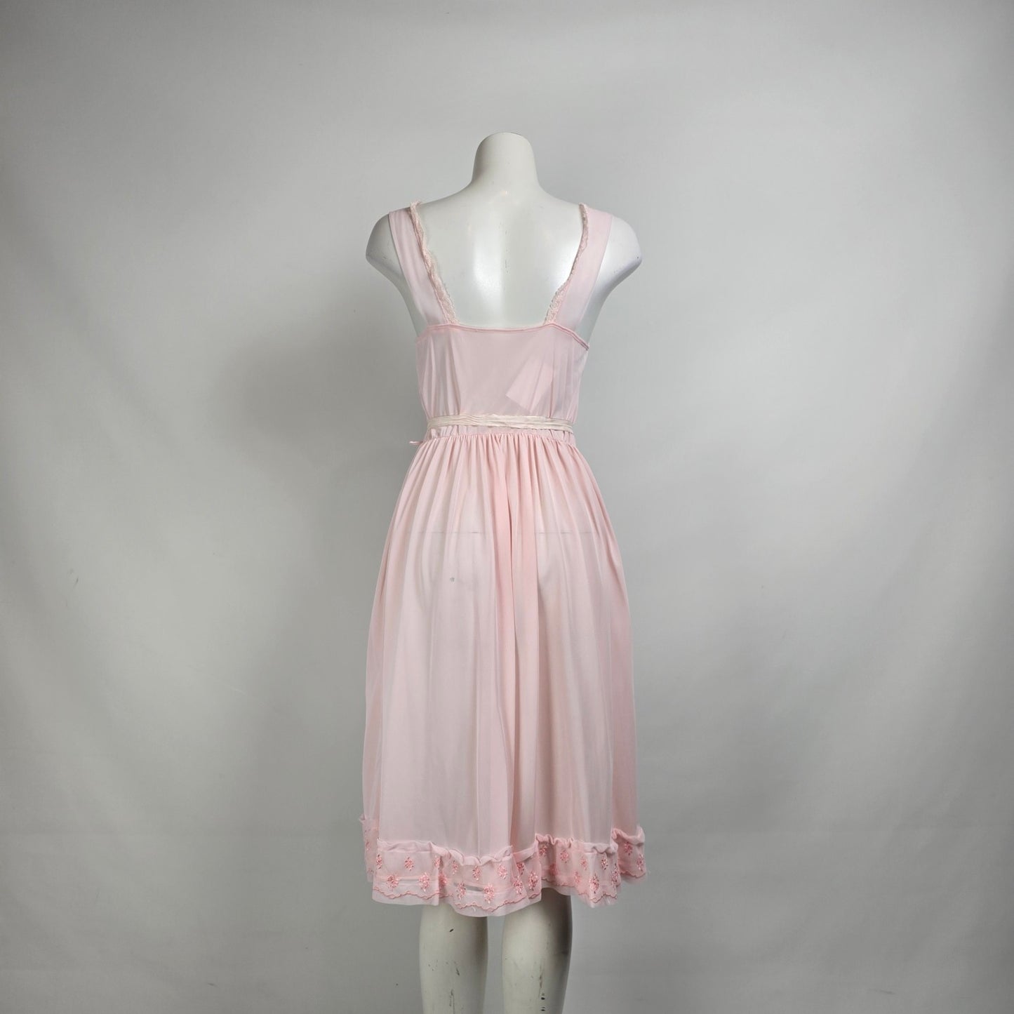 Vintage Blue swan Pink Lingerie Night Gown Slip Dress Size 6