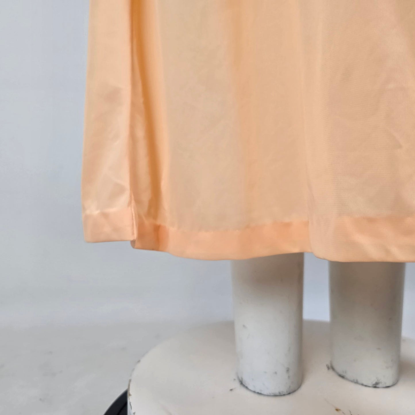 Vintage Peach Lace Trim Lingerie Long Dress Size S