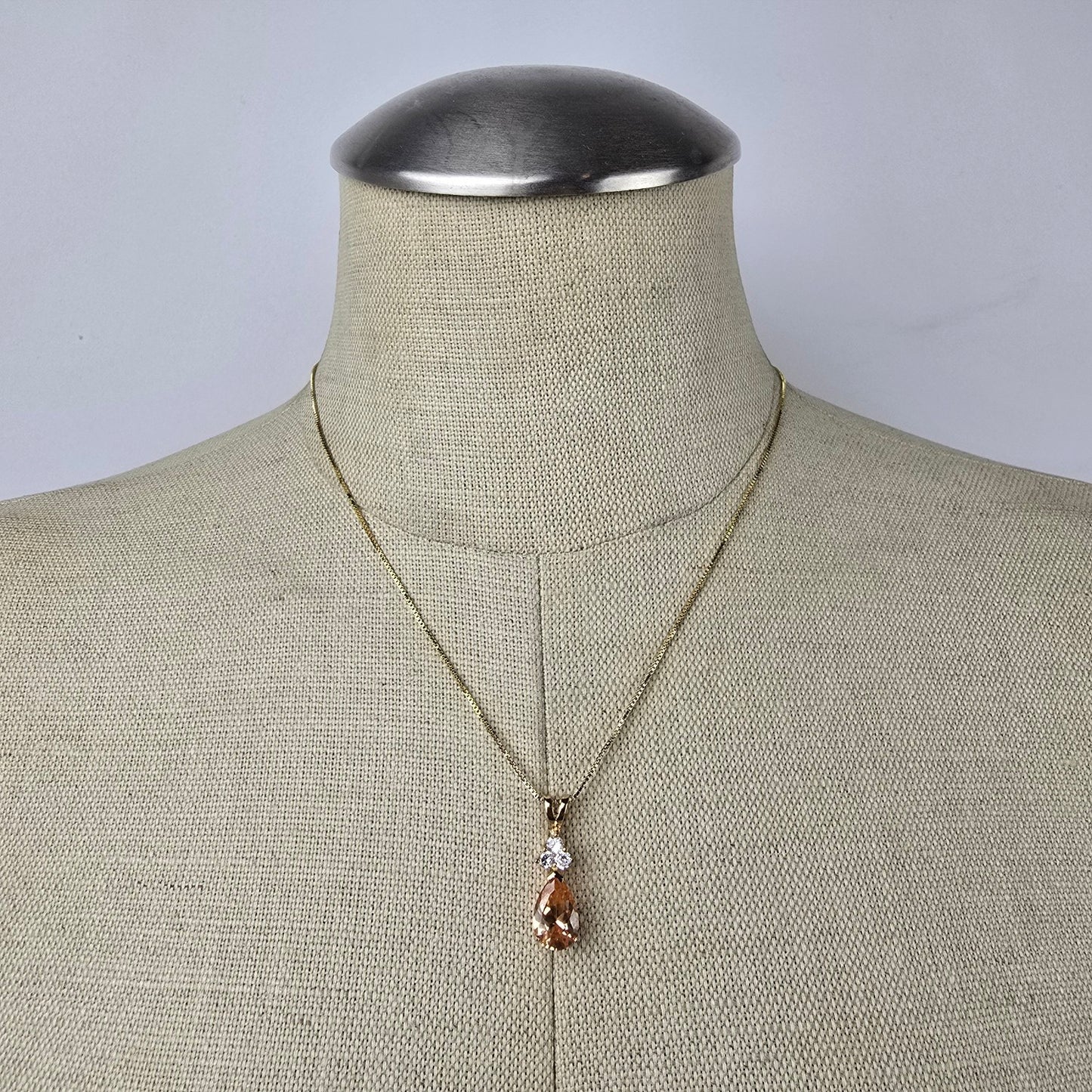 Gold Tone 925 Sterling Crystal Pendant Chain Necklace