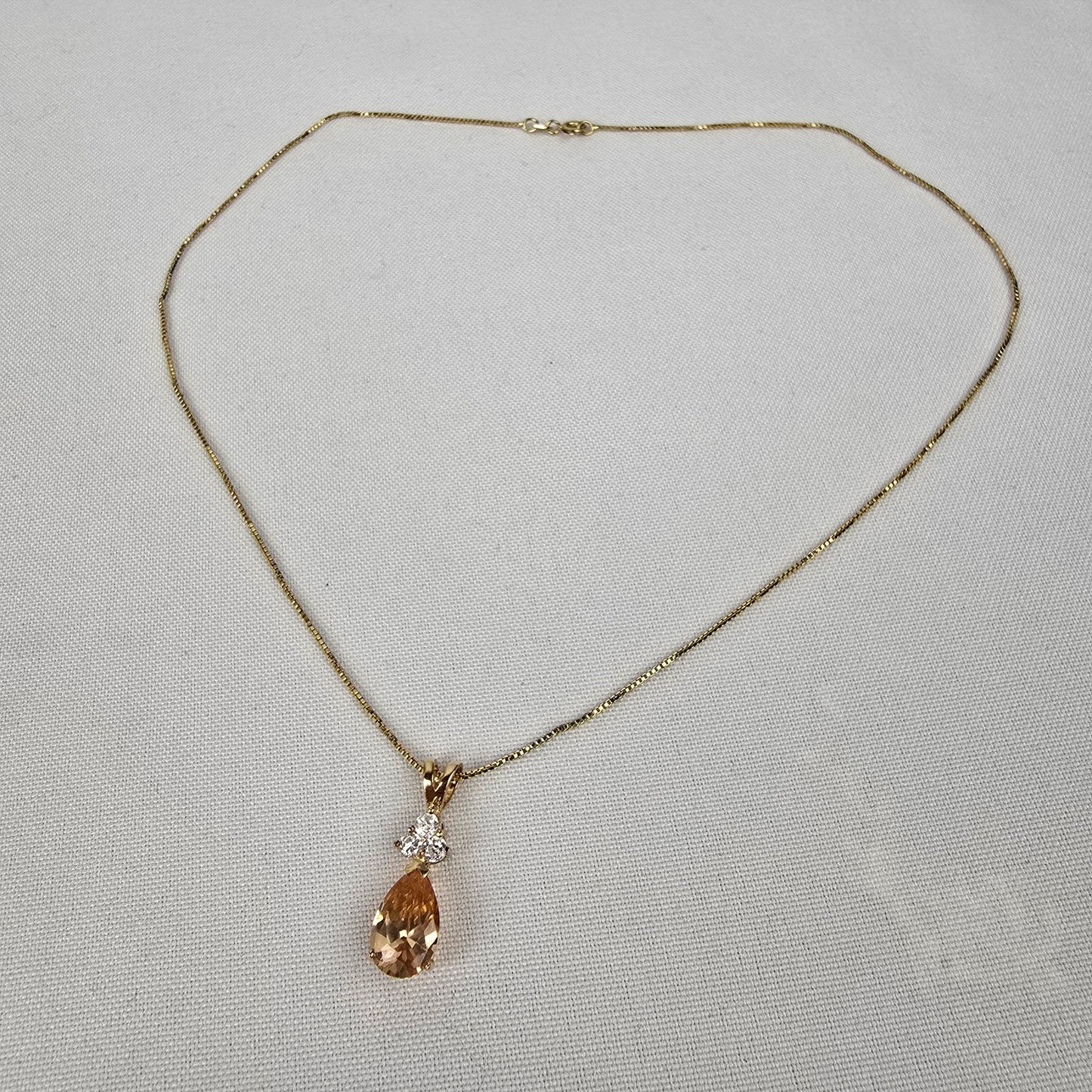 Gold Tone 925 Sterling Crystal Pendant Chain Necklace