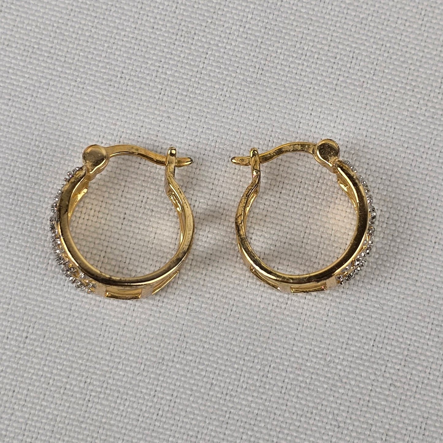Swarovski Gold Tone Crystal Hoop Earrings
