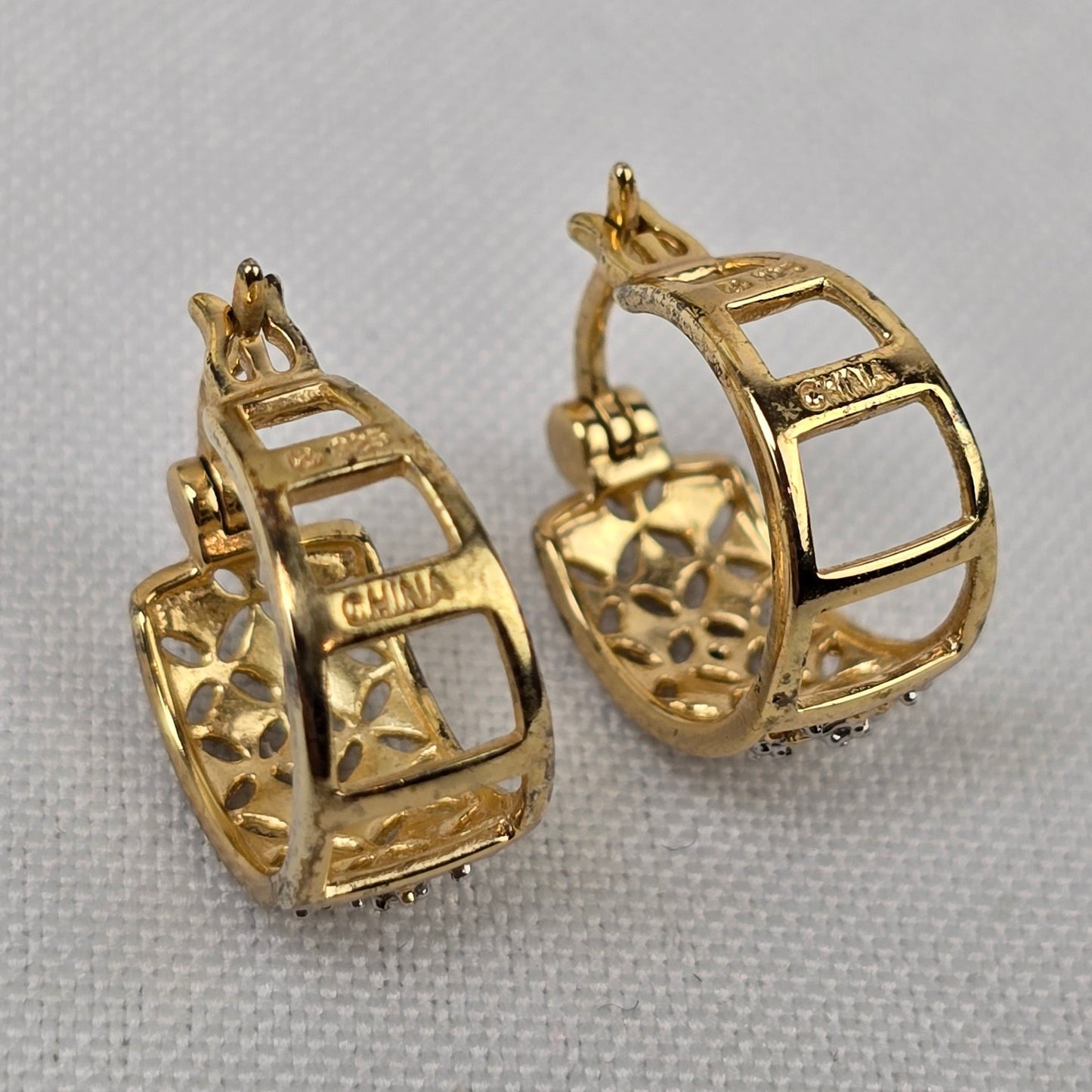 Swarovski Gold Tone Crystal Hoop Earrings