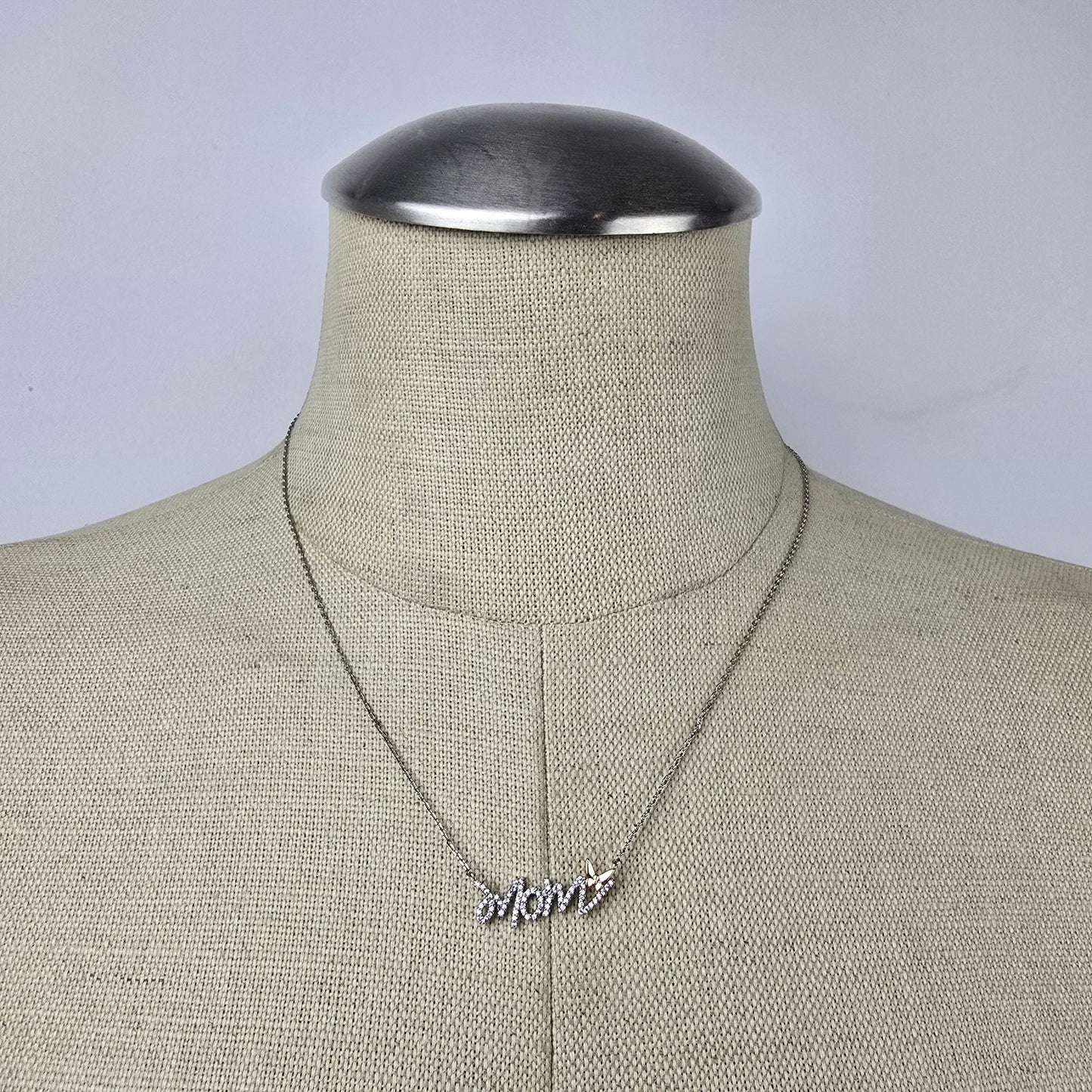 Mom Crystal Pendant Silver Necklace