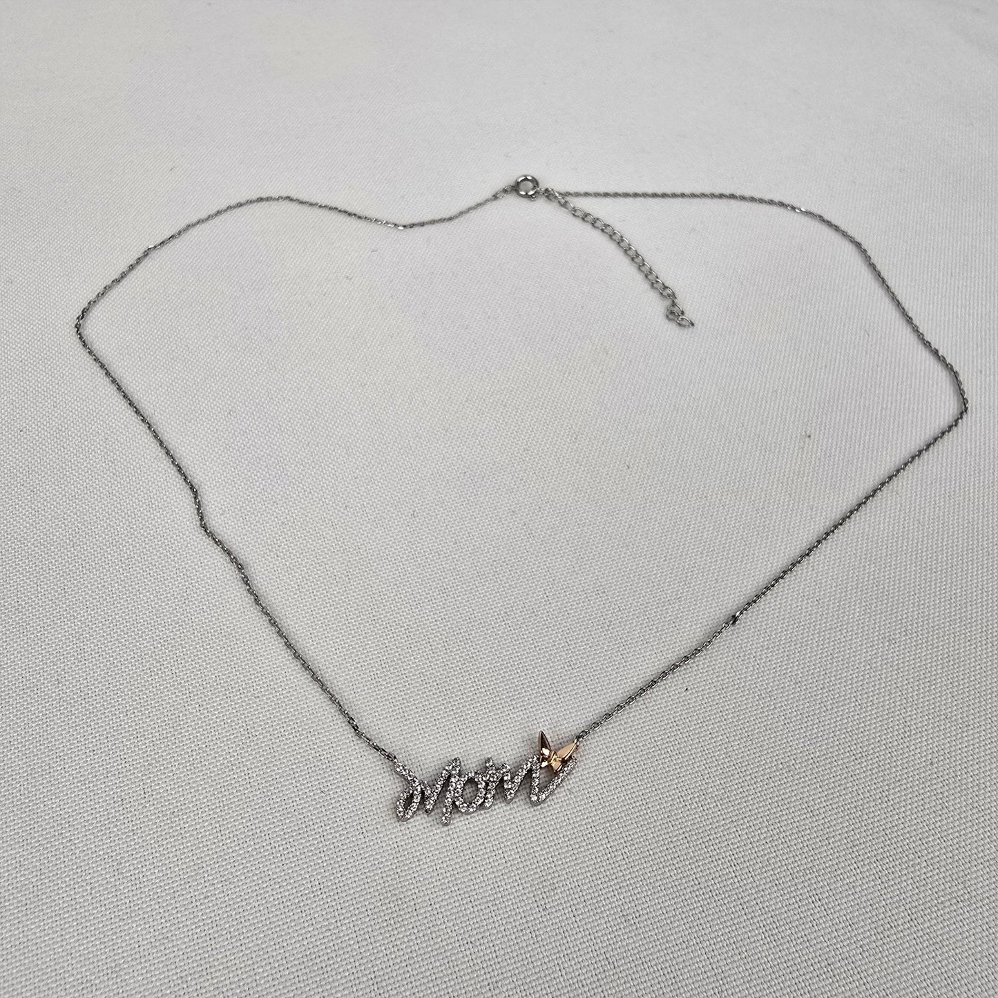 Mom Crystal Pendant Silver Necklace