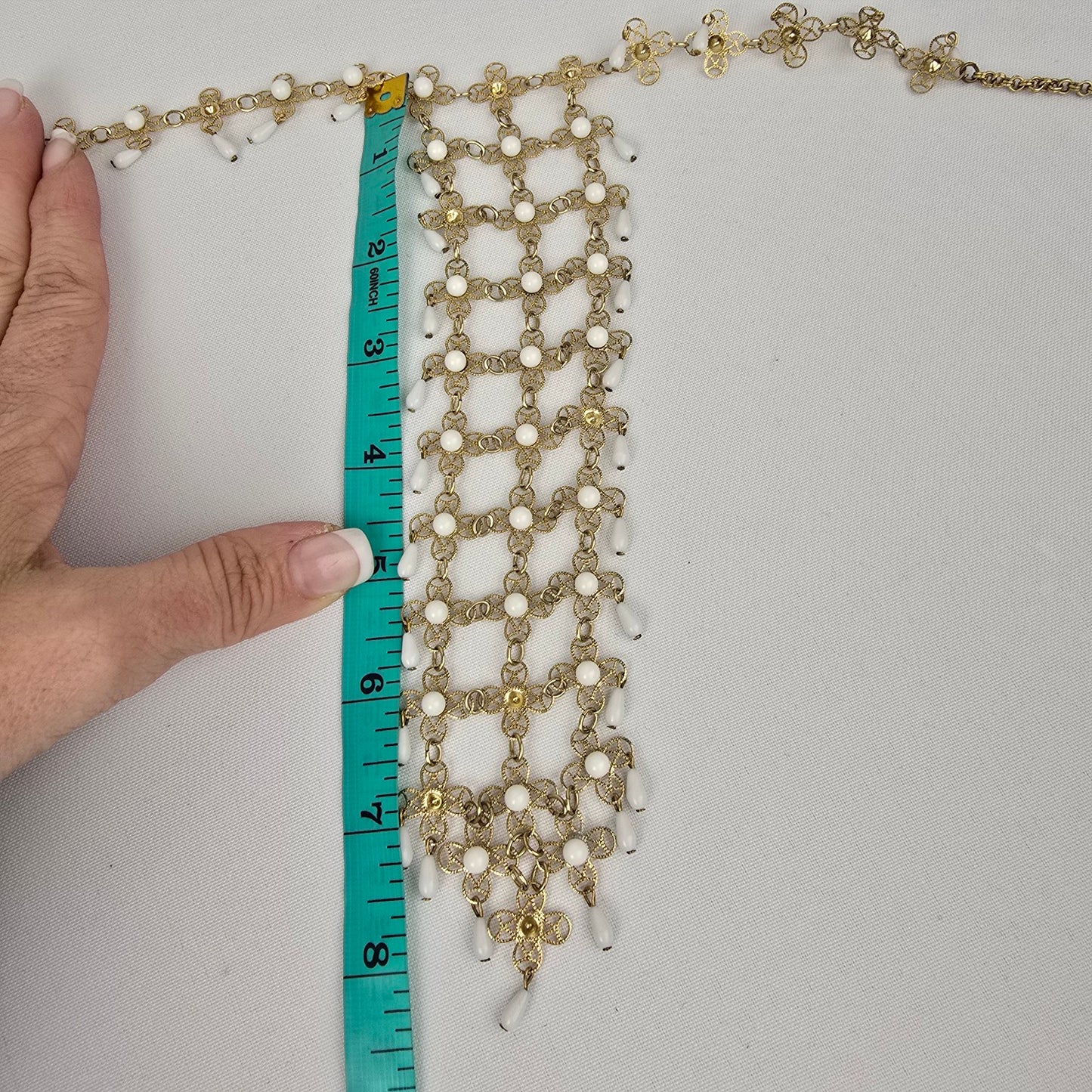 Vintage Gold & White Statement Necklace