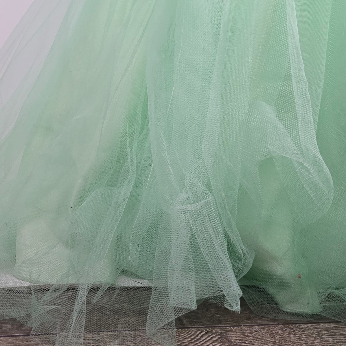 Blush Prom Green Beaded Mermaid Tulle Grad Gown Size 8