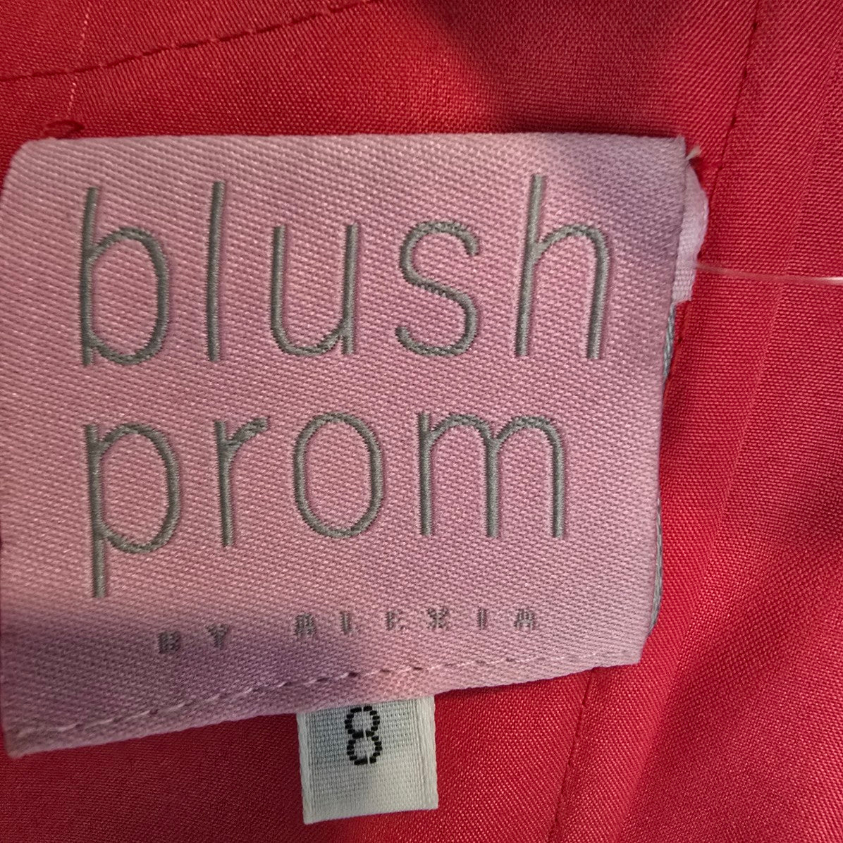 Blush Prom Red Beaded Floral Lace Mermaid Tulle Grad Gown Size 8