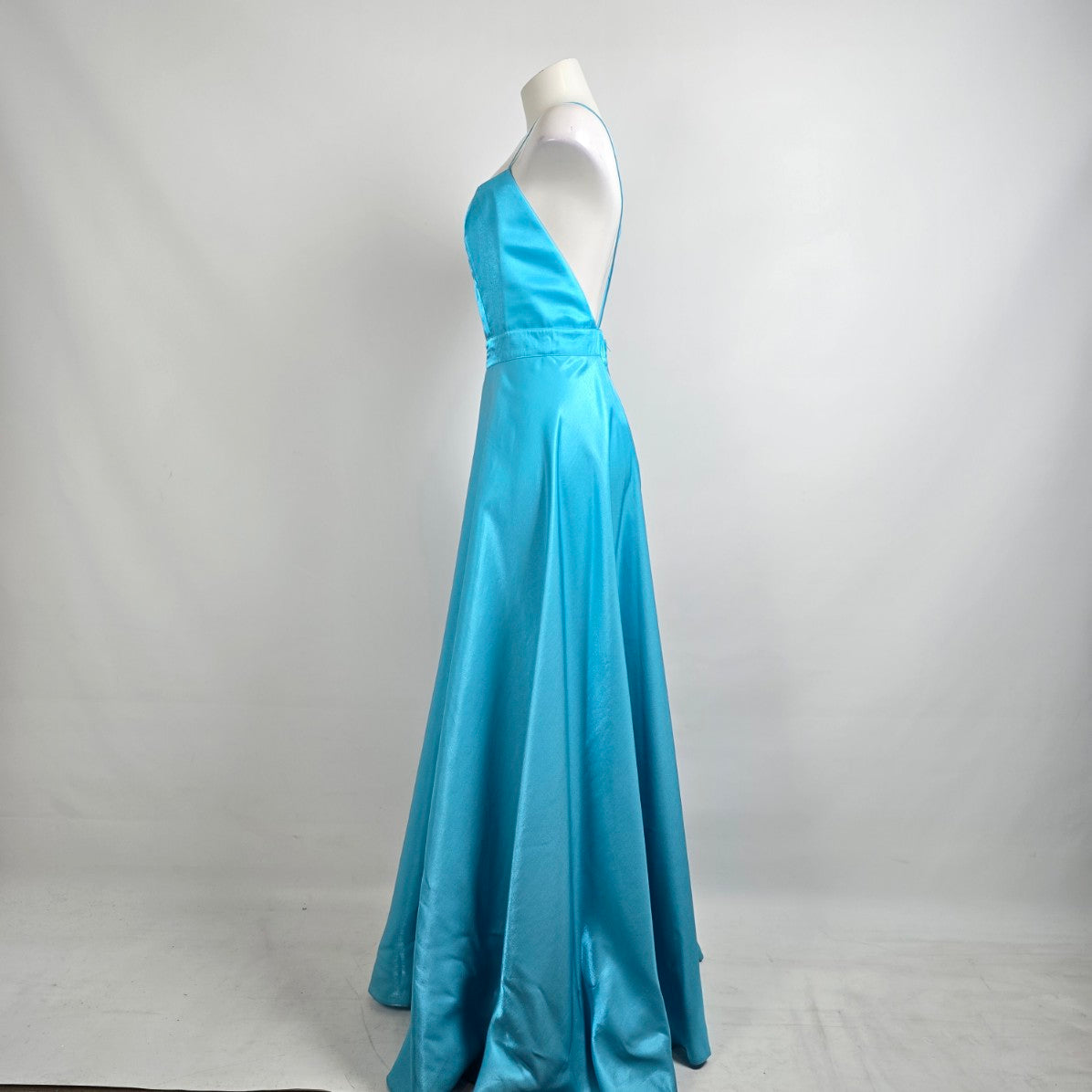 Blue Metallic Open Back Grad Event Gown Size XS/S