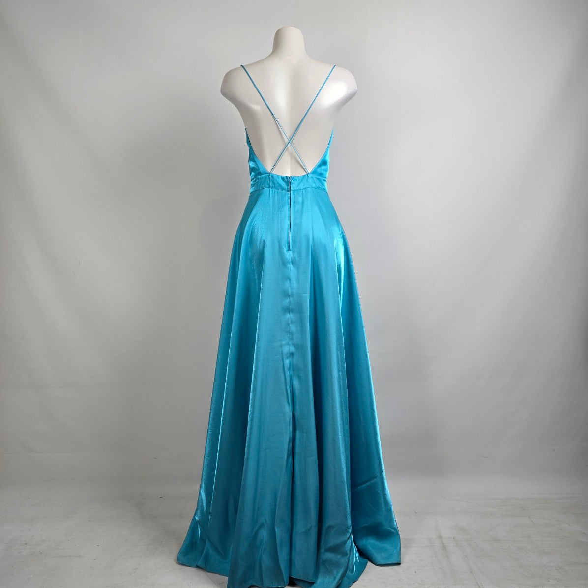 Blue Metallic Open Back Grad Event Gown Size XS/S