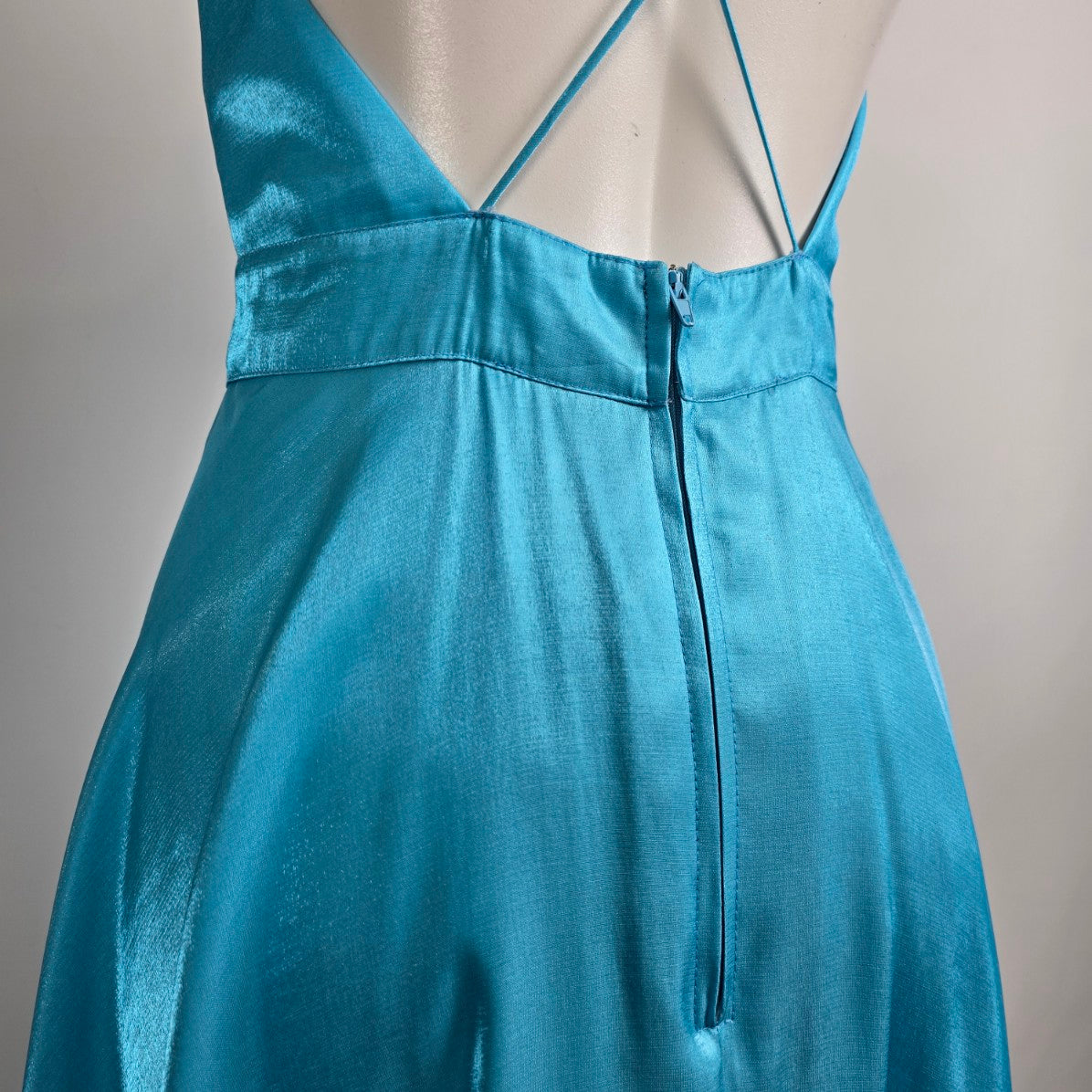 Blue Metallic Open Back Grad Event Gown Size XS/S