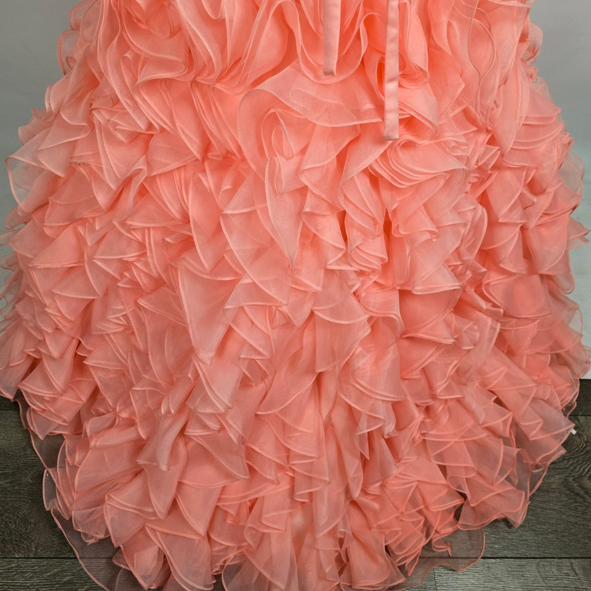 Mori Lee Coral Ruffle Tulle Mermaid Grad Event Gown Size 10