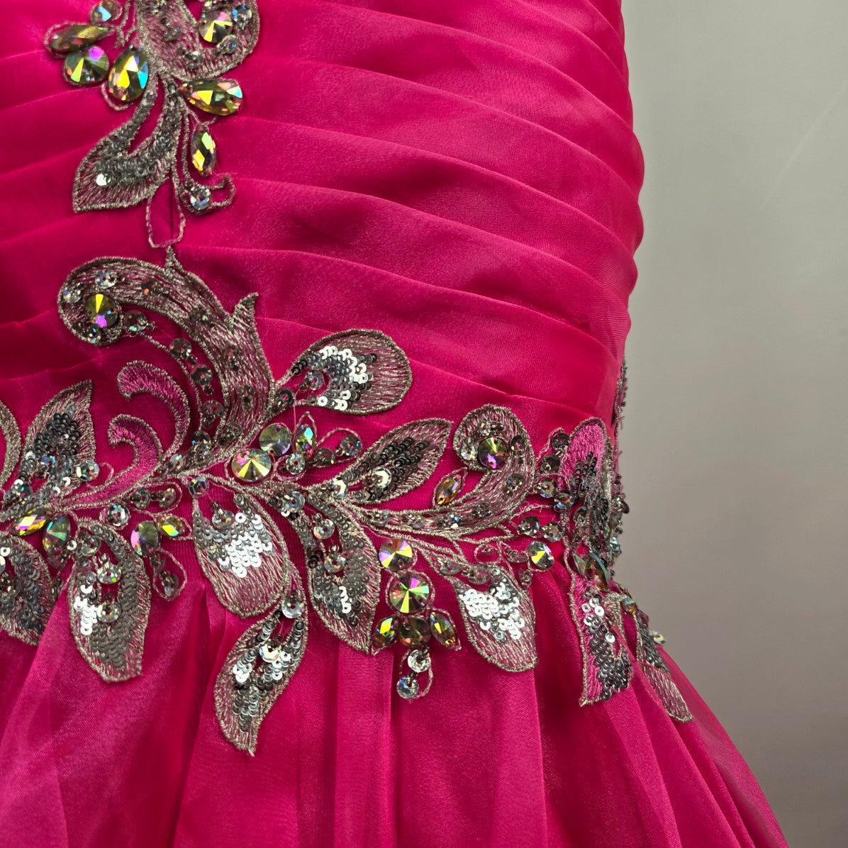 Riva Designs Pink Crystal Beaded Mermaid Grad Event Gown Size 4