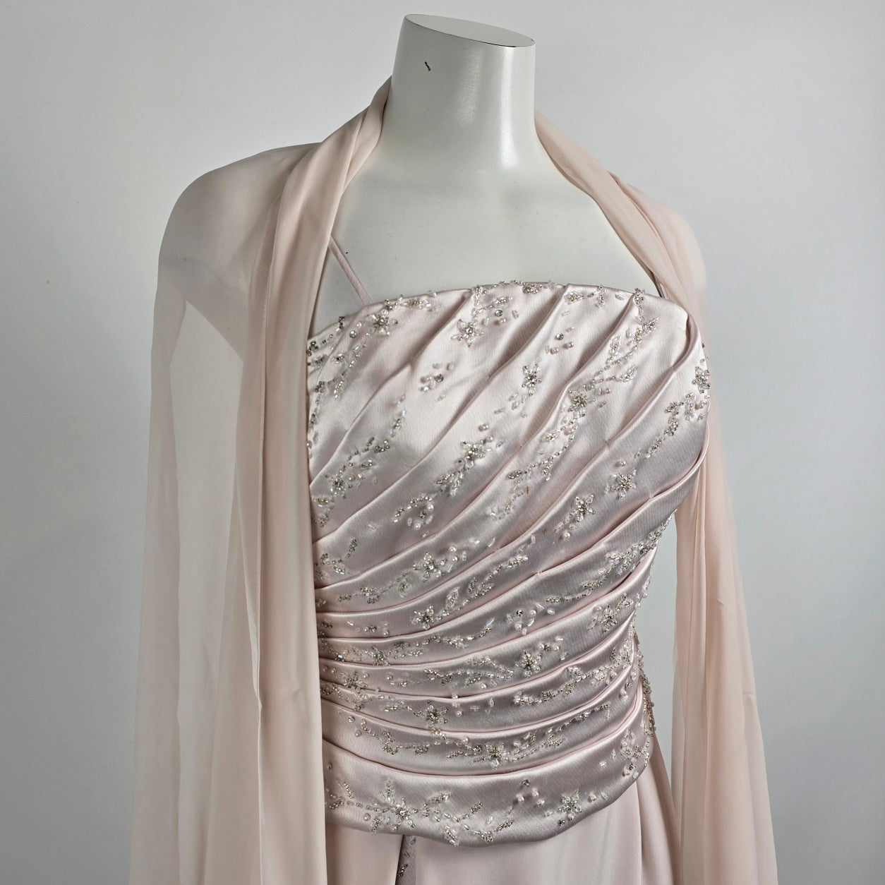 Montage Beige Crystal Beaded Eventwear Dress Size 6