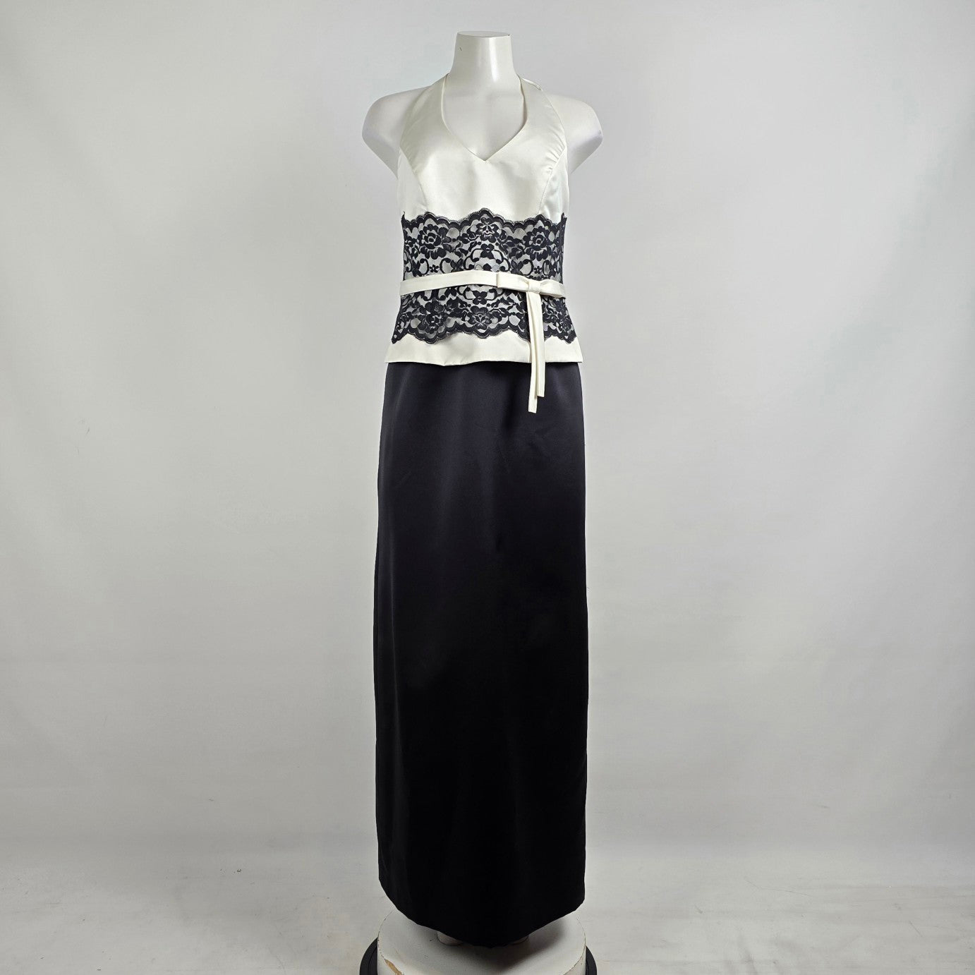 Alfred Angelo Black & White Lace Halter Neck Eventwear Gown Size S