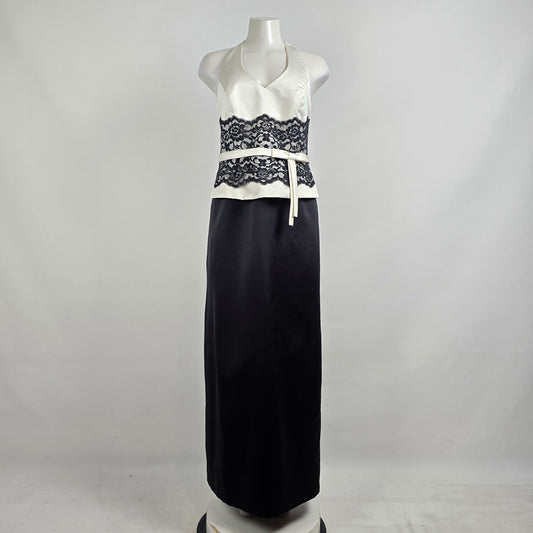 Alfred Angelo Black & White Lace Halter Neck Eventwear Gown Size S