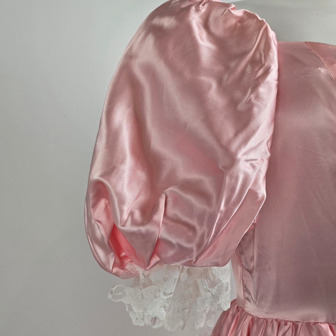 Vintage Party Time Pink Satin & Lace Eventear Gown Size S