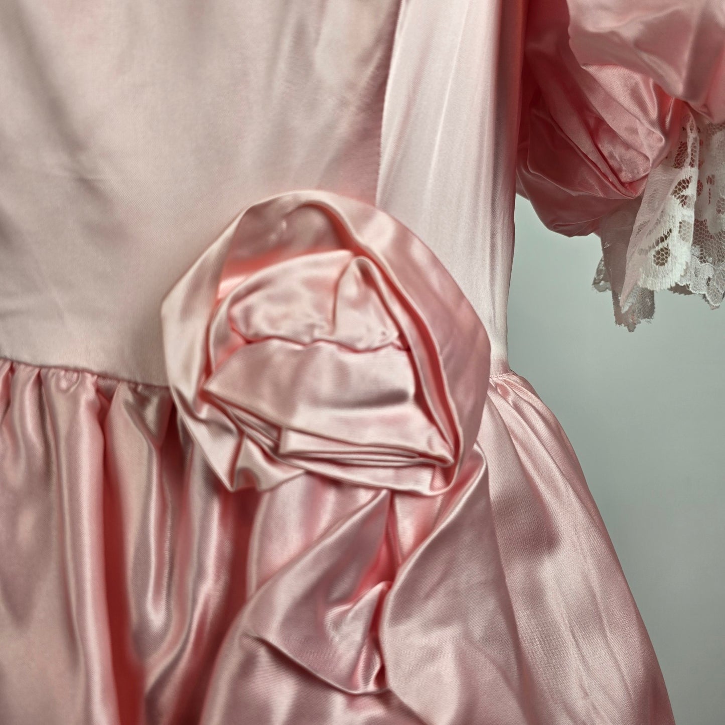Vintage Party Time Pink Satin & Lace Eventear Gown Size S