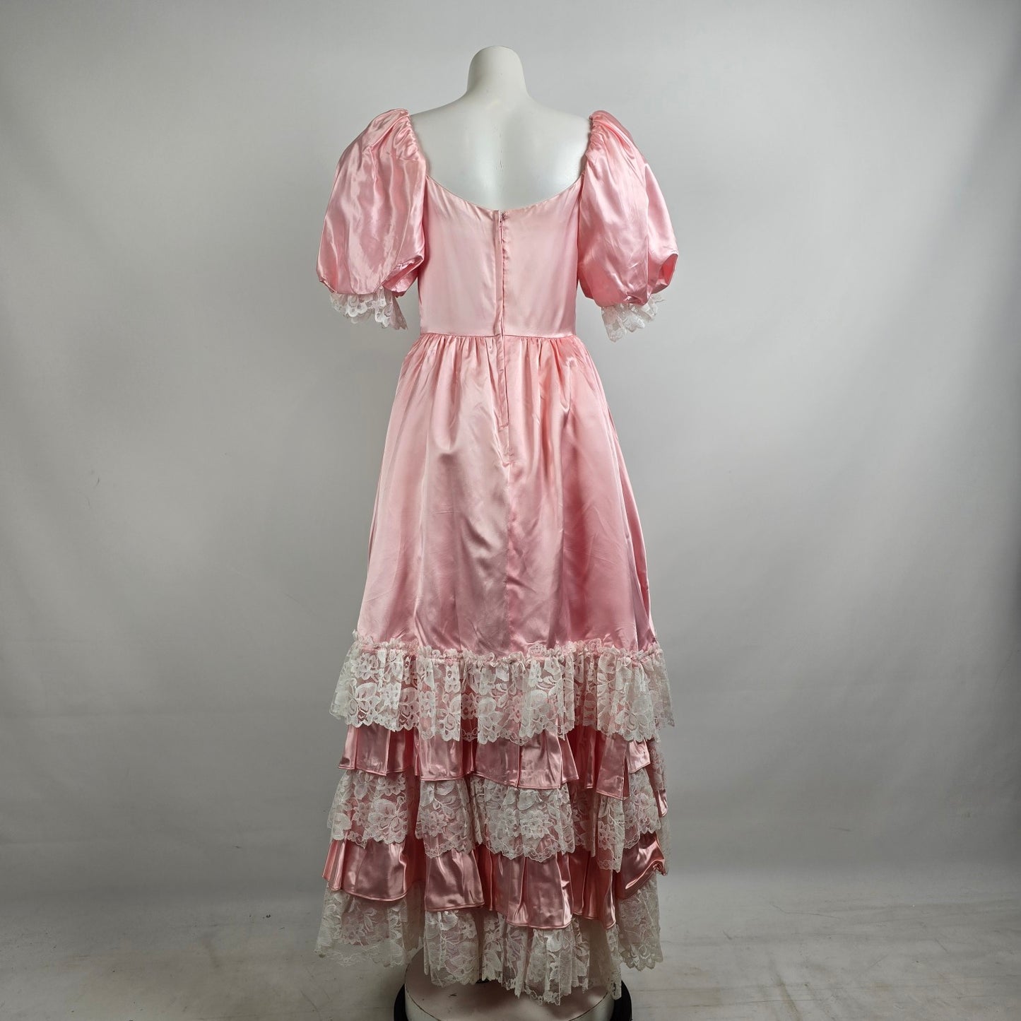 Vintage Party Time Pink Satin & Lace Eventear Gown Size S