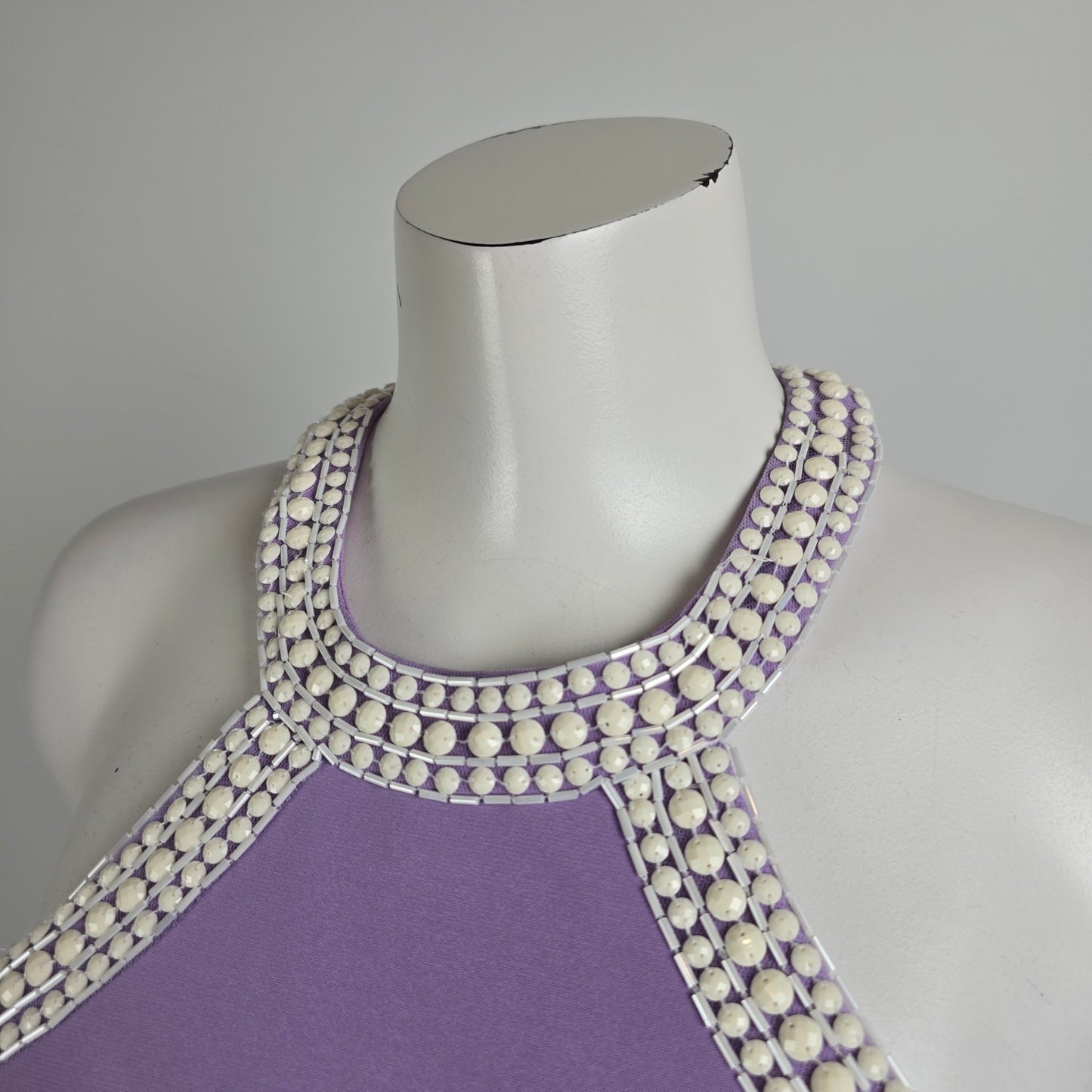 Lucci Lu Purple & White Beaded Grad Eventwear Gown Size 8