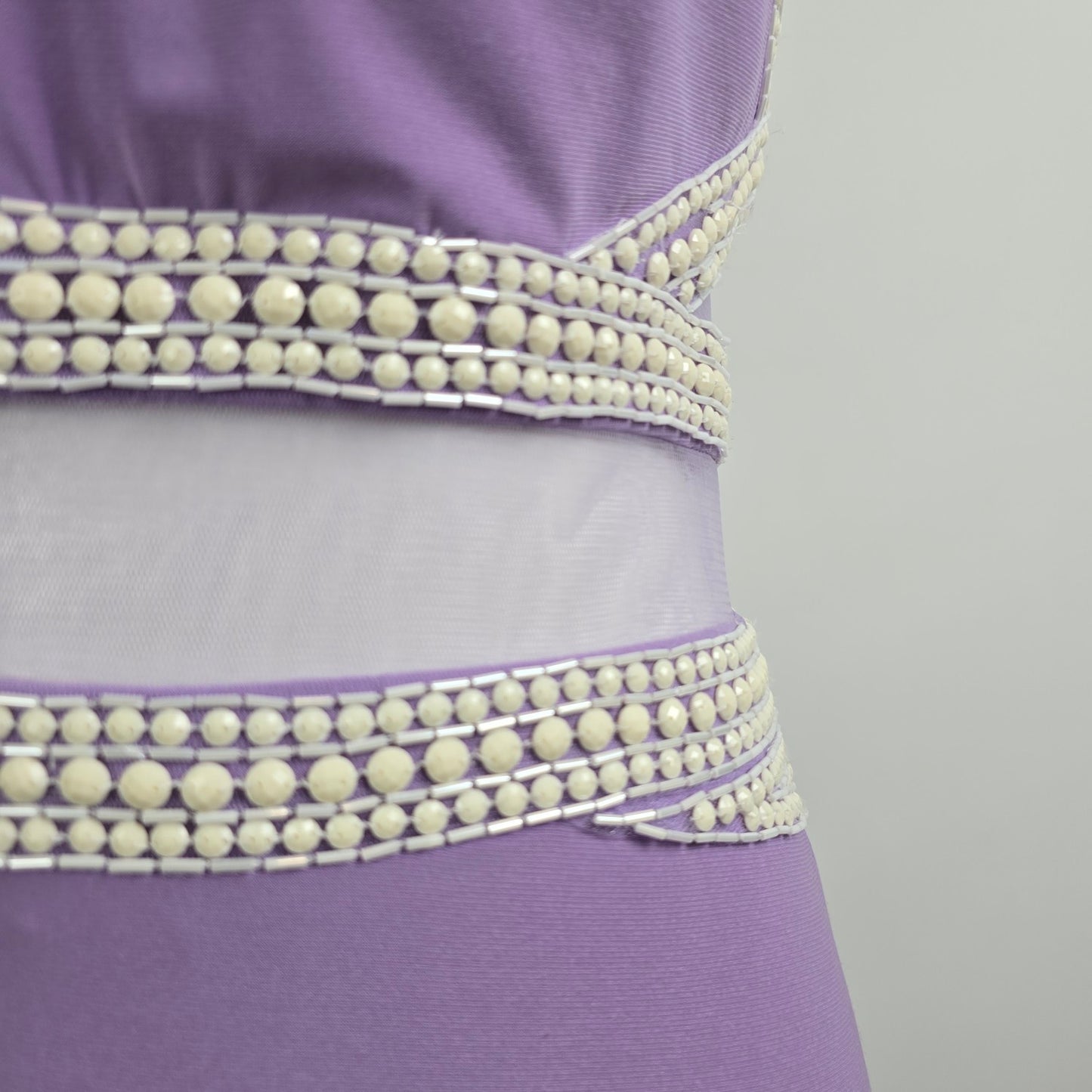 Lucci Lu Purple & White Beaded Grad Eventwear Gown Size 8