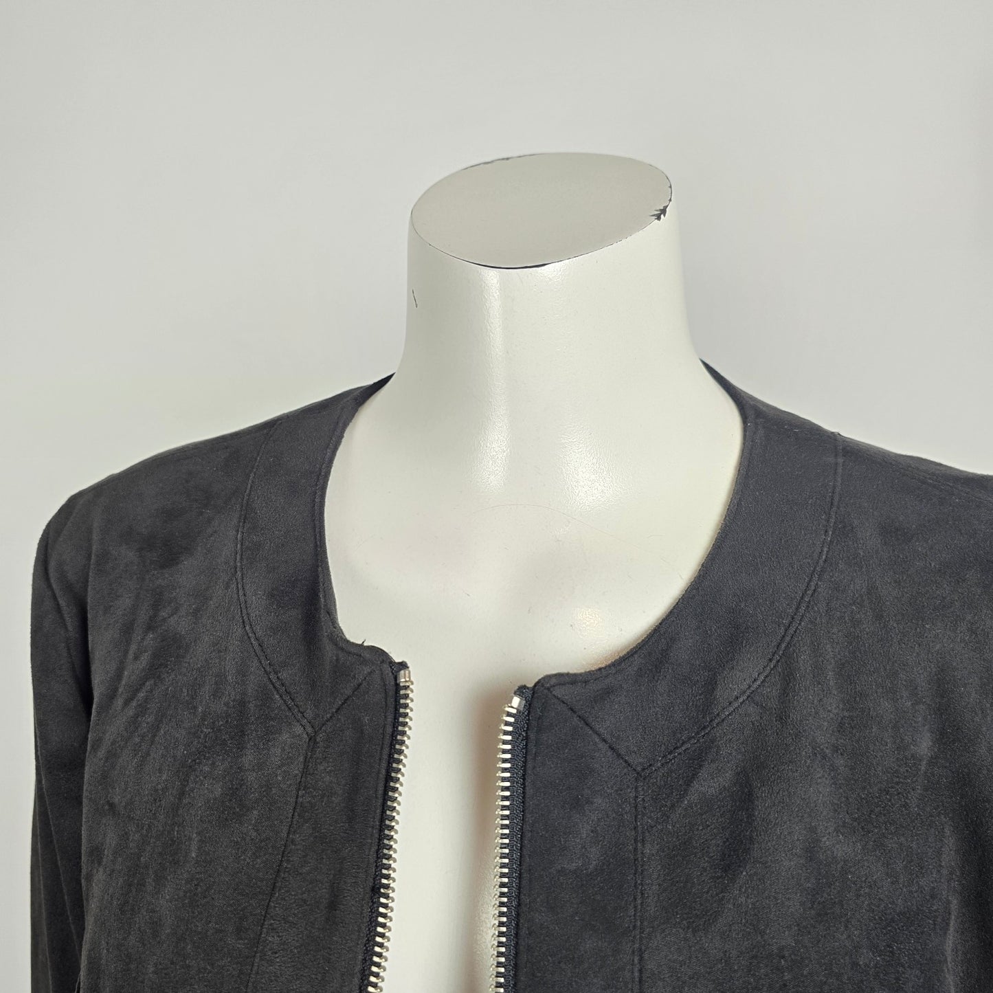 INC Black Ruffle Detail Light Jacket Blazer Size L