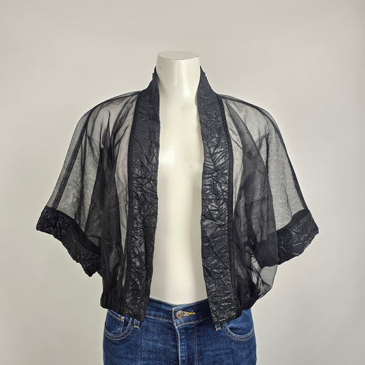 Gershon Bram Black Sheer Cropped Jacket Size XL