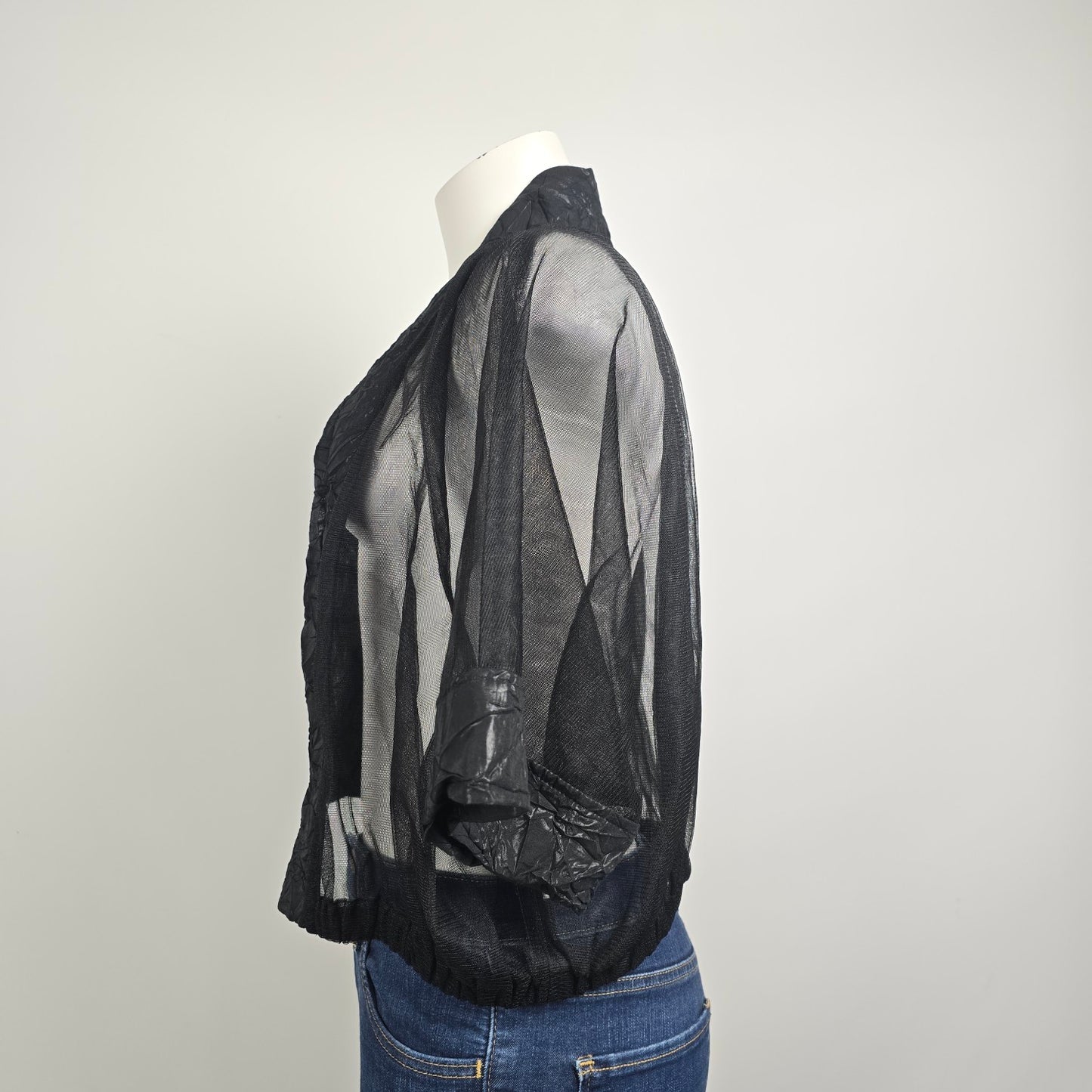 Gershon Bram Black Sheer Cropped Jacket Size XL