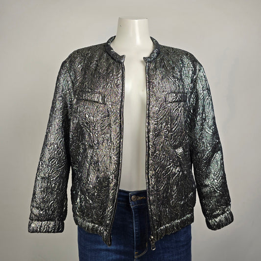 Isabel Marant x H&M Reversible Silver Metallic Textured Jacket Size M/L