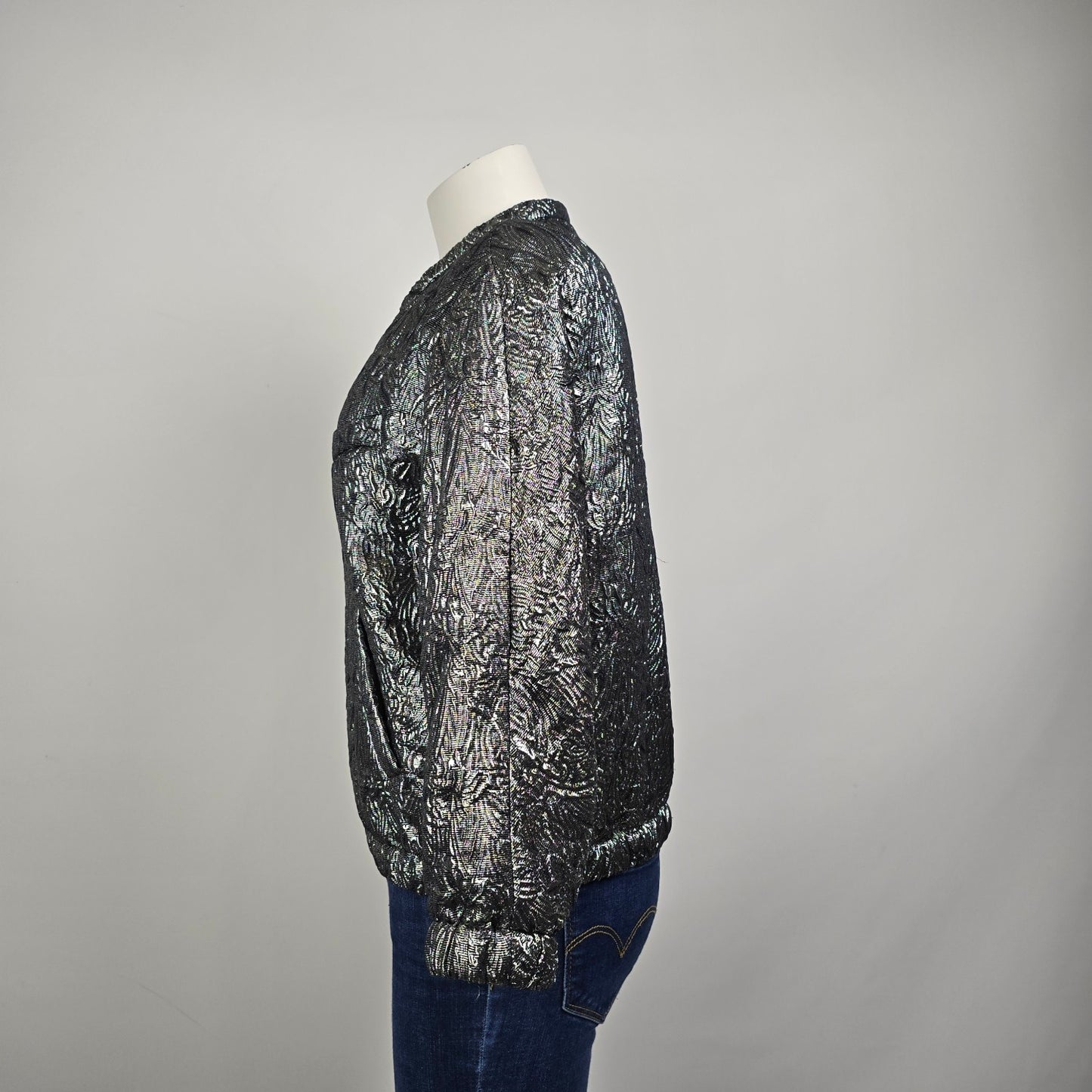 Isabel Marant x H&M Reversible Silver Metallic Textured Jacket Size M/L