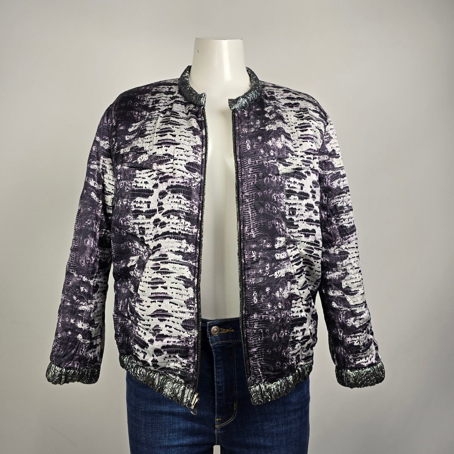 Isabel Marant x H&M Reversible Silver Metallic Textured Jacket Size M/L