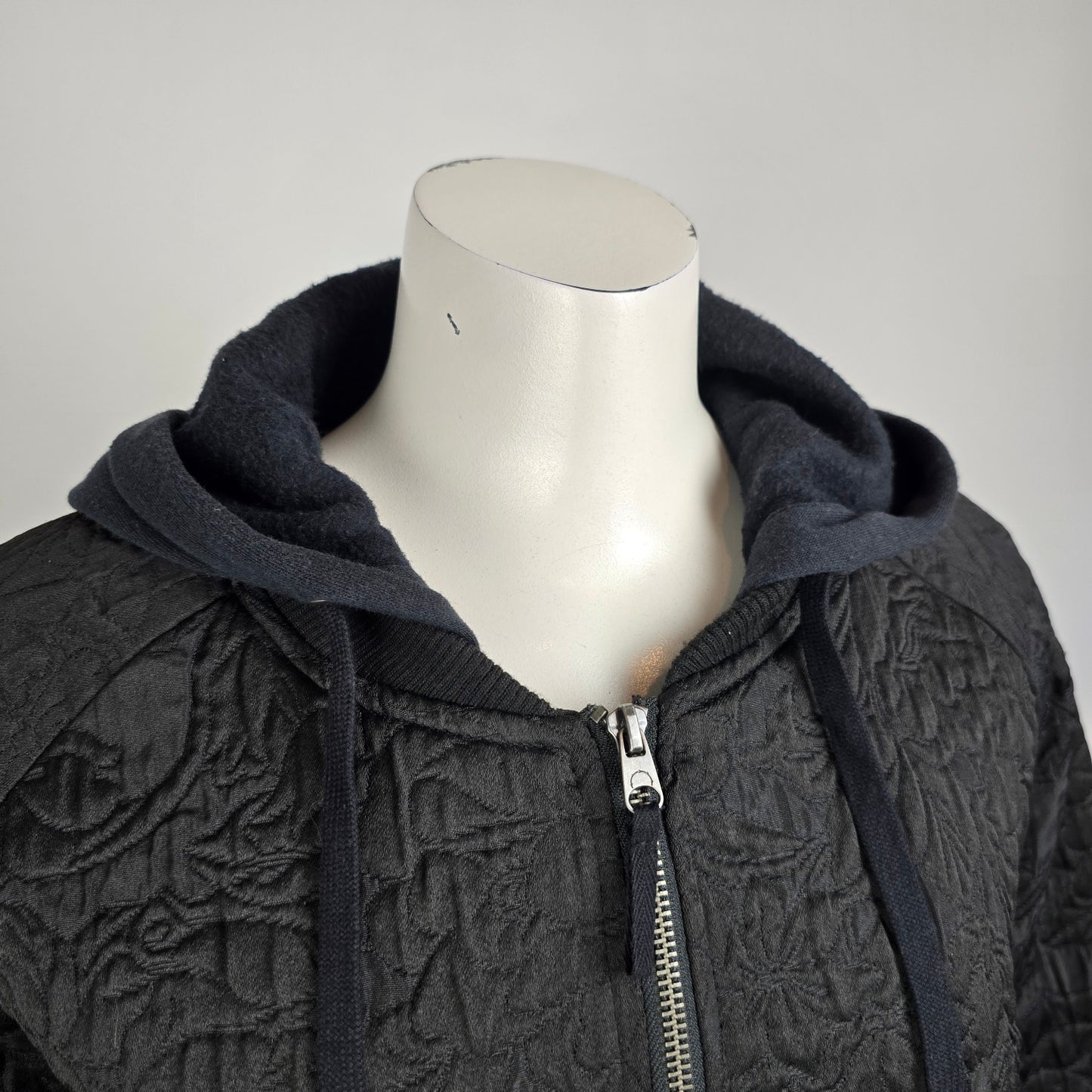 Emp Cyre Black Floral Quilted Hooded Jacket Size XL